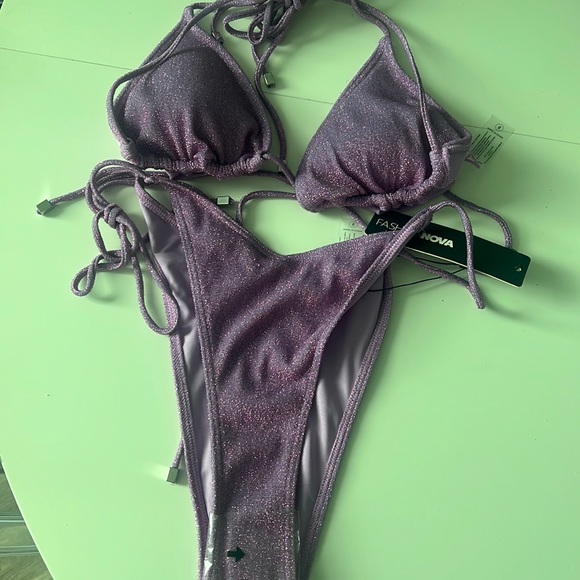 Fashion nova purple sparkle bikini - Picture 1 of 5